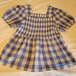 Grace & Karma Gingham Blue And White Peplum Top Size 1X